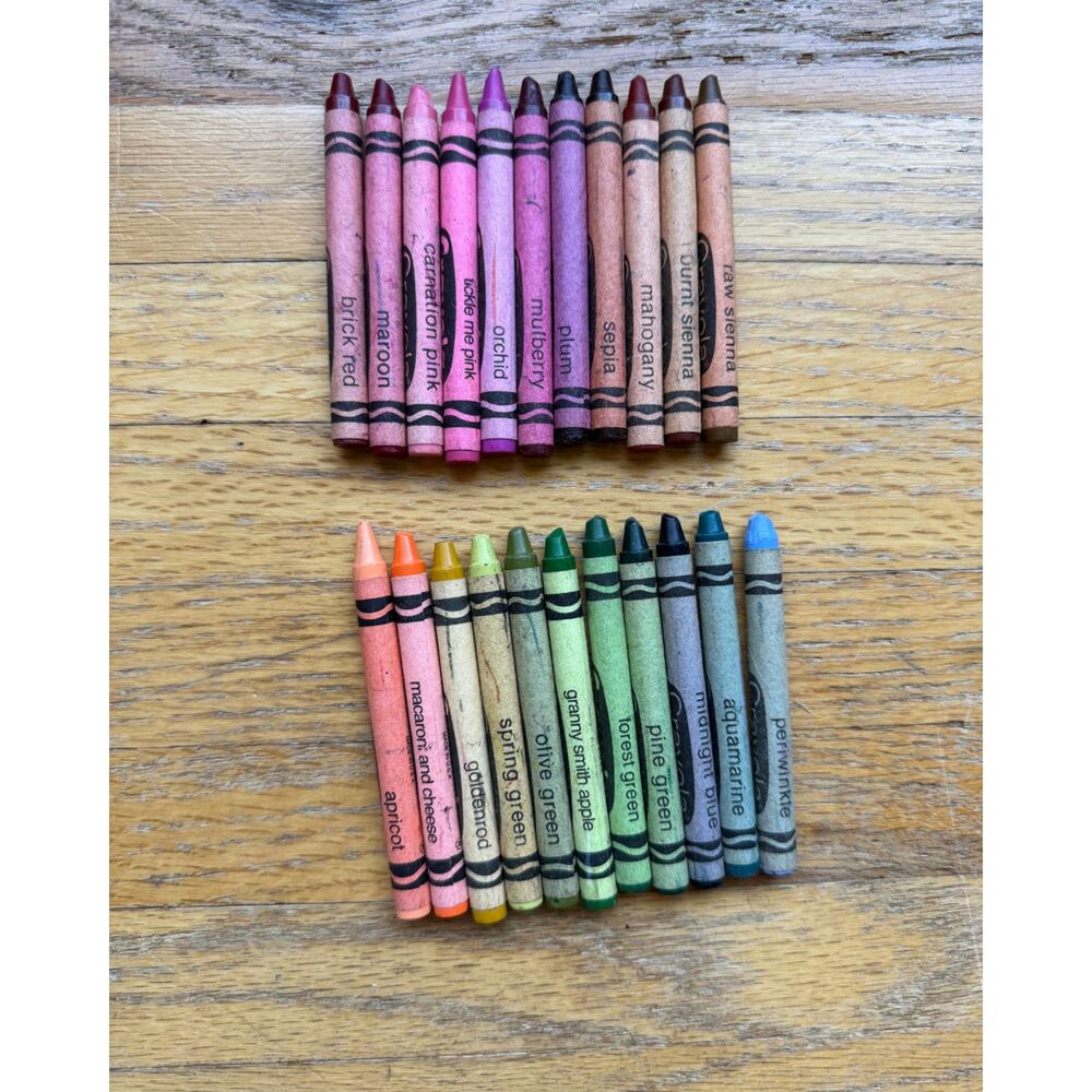 Crayola Crayons VTG Mixed Lot Unique Colors Mac & Cheese, Orchid Pink, Etc 22 ct